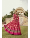 Rani Pink Party Wear Heavy Readymade Gown With Pink Dupatta