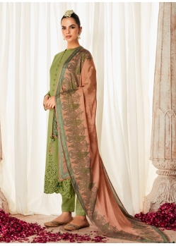 Green Trending Suzani Inspired Embroidered Designer Straight Suit