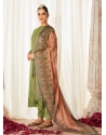 Green Trending Suzani Inspired Embroidered Designer Straight Suit