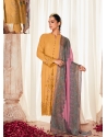 Yellow Trending Suzani Inspired Embroidered Designer Straight Suit
