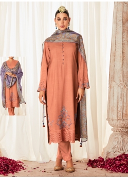 Orange Trending Suzani Inspired Embroidered Designer Straight Suit