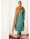 Turquoise Trending Suzani Inspired Embroidered Designer Straight Suit