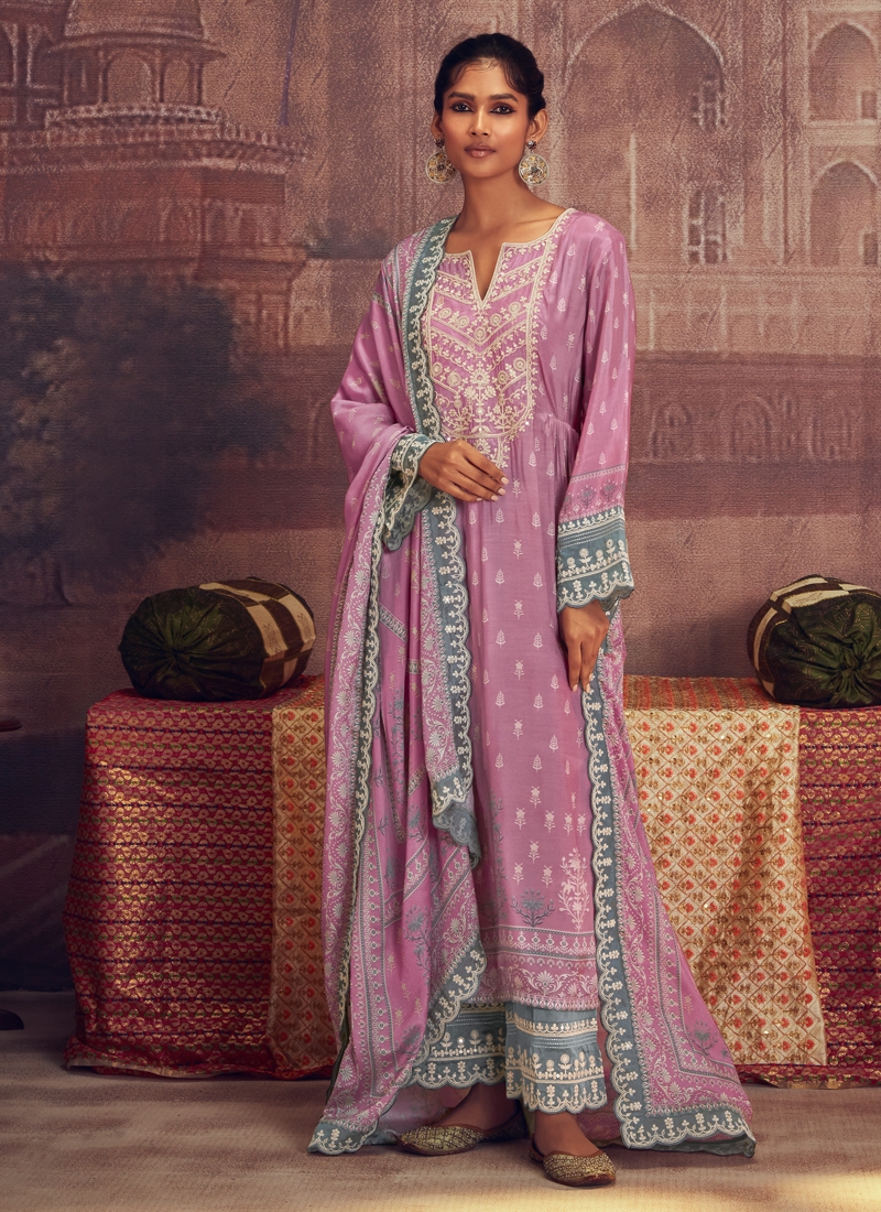 Grey Color Muslin Cotton Ethnic Wear Straight Pakistani Salwar Suit |  IndiAttire