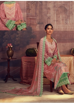 Light Pink Pure Muslin Digital Printed And Embroidered Salwar Suit