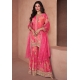 Pink Designer Georgette Embroidered Party Wear Sharara Suit