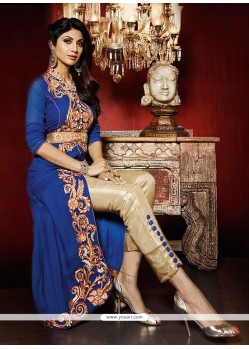 Shilpa Shetty Georgette Blue Designer Salwar Suit