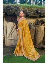 Classy Mustard Heavy Designer Banarasi Silk Saree