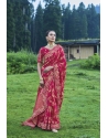 Traditional Crimson Heavy Designer Banarasi Silk Saree