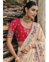 Desirable Cream Heavy Designer Banarasi Silk Saree