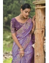 Stunning Lavender Heavy Designer Banarasi Silk Saree