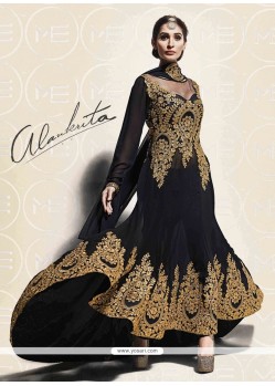 Groovy Resham Work Black Georgette Designer Salwar Suit