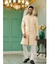 Golden And Cream Designer Indo Western With Aligadhi Pant