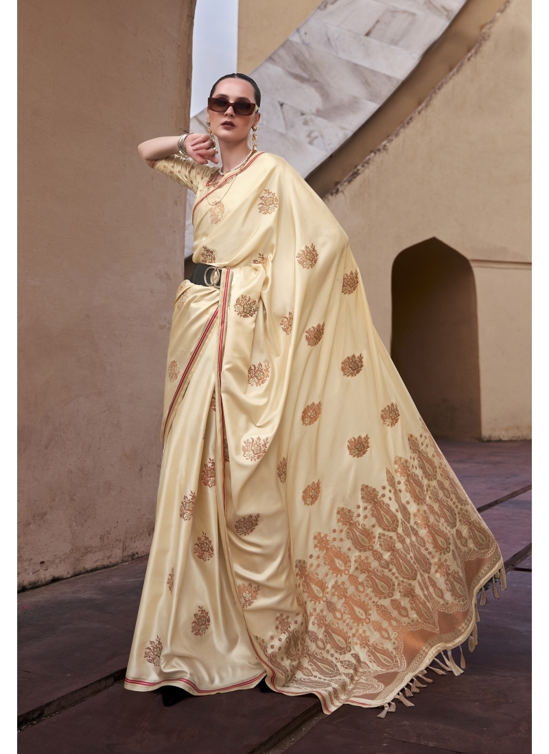 Festive, Party Wear Beige and Brown color Viscose fabric Saree : 1838538