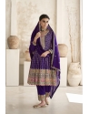 Violet Party Wear Heavy Readymade Straight Suit