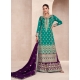 Teal And Purple Party Wear Heavy Premium Silk Palazzo Suit