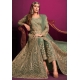 Mehendi Green Designer Embroidered Front Cut Anarkali Suit