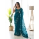 Fashionable Teal Designer Classy Party Wear Saree