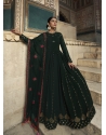 Dark Green Heavy Party Wear Gown With Dupatta