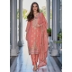 Feminine Peach Party Wear Heavy Designer Readymade Straight Suit