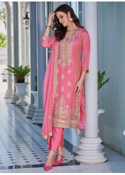 Magical Pink Party Wear Heavy Designer Readymade Straight Suit