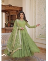 Desirable Green Party Wear Heavy Readymade Gown With Dupatta