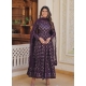 Excellent Purple Heavy Designer Readymade Gown With Dupatta