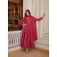 Magnificent Rani Pink Heavy Designer Readymade Gown With Dupatta