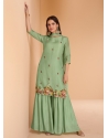 Green Pure Organza Silk Party Wear Palazzo Suit