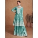 Stylish Aqua Mint Real Silk Party Wear Palazzo Suit