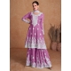 Amazing Lavender Real Silk Party Wear Palazzo Suit
