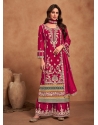 Red Heavy Chinnon Party Wear Designer Palazzo Suit