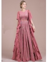 Peach Party Wear Readymade Heavy Designer Gown