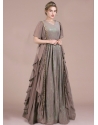 Taupe Party Wear Readymade Heavy Designer Gown