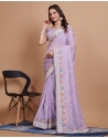 Lavender Designer Function Wear Silk Organza Heavy Saree