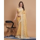 Light Yellow Designer Function Wear Silk Organza Heavy Saree