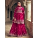 Rani Pink Embroidered Georgette Heavy Designer Gharara Suit