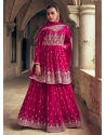 Rani Pink Embroidered Georgette Heavy Designer Gharara Suit