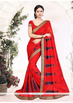 Versatile Red Designer Saree
