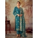 Teal Designer Embroidered Party Wear Straight Suit