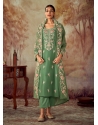 Awesome Green Embroidered Party Wear Straight Suit