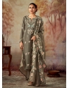 Desirable Taupe Embroidered Party Wear Straight Suit