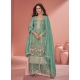 Graceful Aqua Mint Organza Simar Silk Designer Palazzo Suit