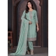Teal Embroidered Work Chinon Salwar Suit