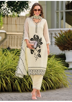 Organza Salwar Suit In Off White