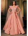 Peach Net Designer Gown