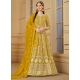 Mustard Faux Georgette Embroidered Work Trendy Suit For Party