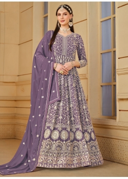 Faux Georgette Salwar Suit In Purple