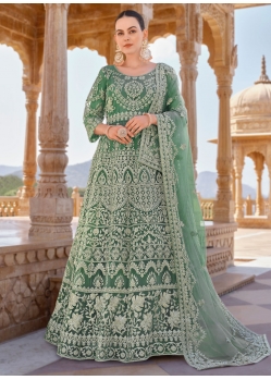 Net Salwar Suit In Green