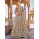 Flattering Brown Net Salwar Suit With Cord, Embroidered And Stone Work