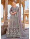 Purple Net Salwar Suit With Cord, Embroidered And Stone Work For Women